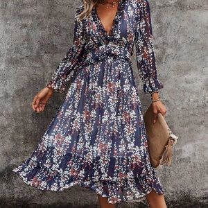 Fall floral midi dress